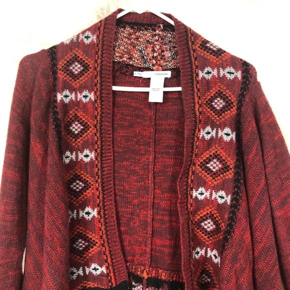 Women’s Southwesten, Aztec Cardigan w/Fringe, Long-Sleeved, Open Front, SZ S - Picture 3 of 7